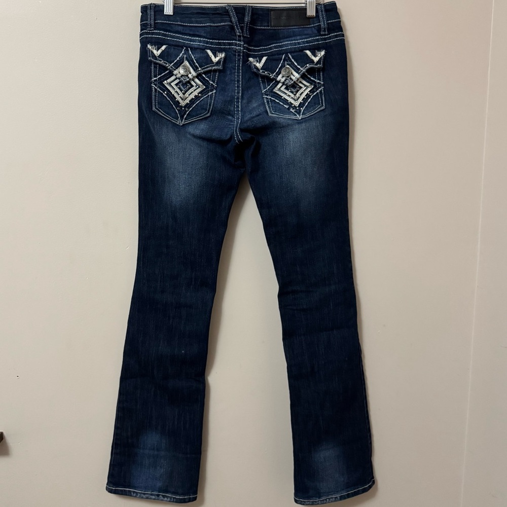 (Size 5/6) distress dark wash curvy denim bootcut jeans